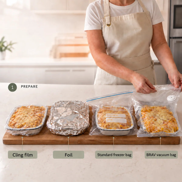 One batch cooked meal - 4 sealing methods